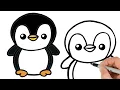 How to Draw a Penguin Animals Drawings Easy Step-by-Step Tutorial
