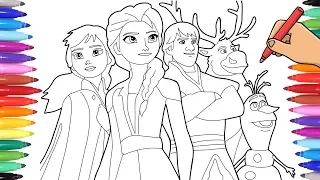 DISNEY FROZEN 2 COLORING PAGES - DRAWING ELSA ANNA AND OLAF