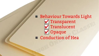 Transparent Translucent And Opaque Materials Conduction Of Heat Sorting Materials Into Groups 