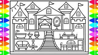 How to Draw a CASTLE for Kids CASTLE Drawing for Kids Castle Coloring Pages for Kids