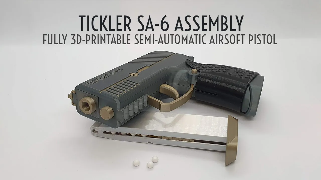 Tickler SA-6 — Fully 3D-printable semi-automatic airsoft pistol