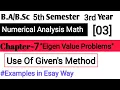 Eigen Value Problem Chapter 7 Numerical Analysis Math 5th Semester Givens Method