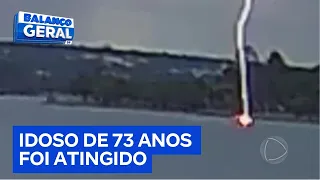 Imagem mostra momento em que raio atinge idoso em canoa no Lago Paranoá | Balanço Geral DF