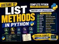 Python Tutorial for Beginners Lecture 12 List Methods in Python Complete Python Course