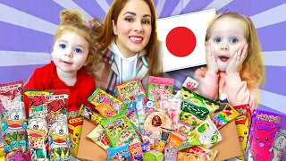 جربنا اكبر كمية حلويات يابانية غريبة مقلبنا حسام 