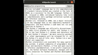 how to make Wikipedia search application using python GUI