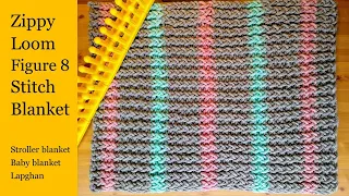 Zippy Loom Double Knit Figure 8 Stitch Striped Blanket Baby Stroller Lapghan