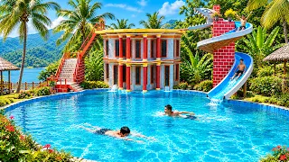 Luxury Tropical Pool With an Epic Spiral Water Slide