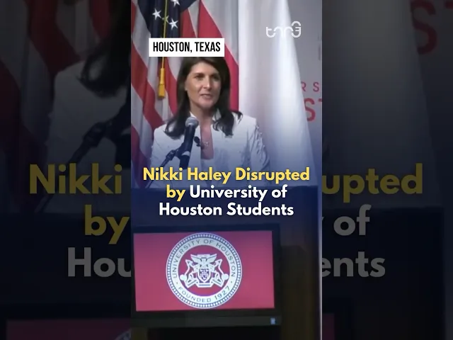 ⁣Nikki Haley Disrupted by University of Houston Students.