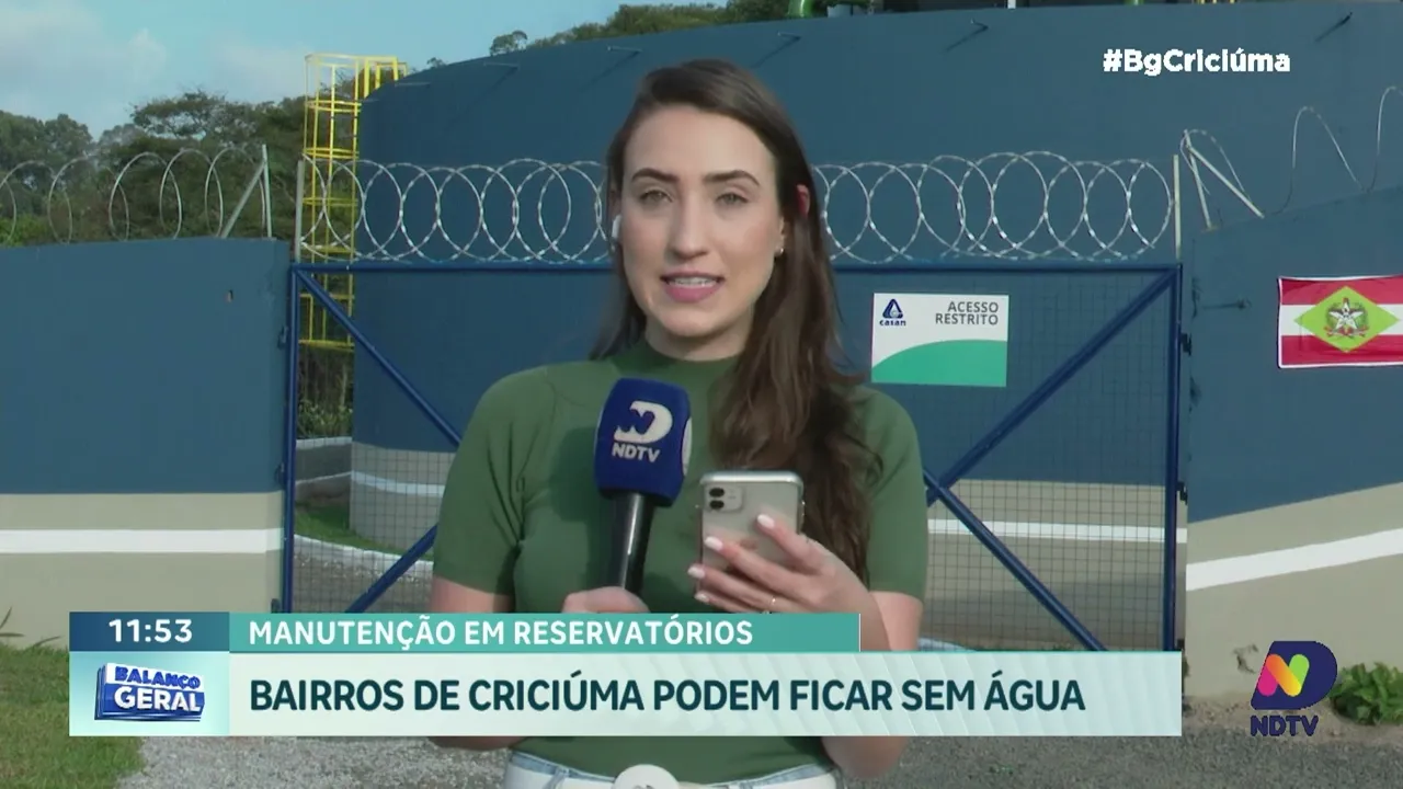 Manutenção nos reservatórios da CASAN interrompe água em Criciúma