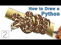How to Draw a Python Snake coiled around a tree branch