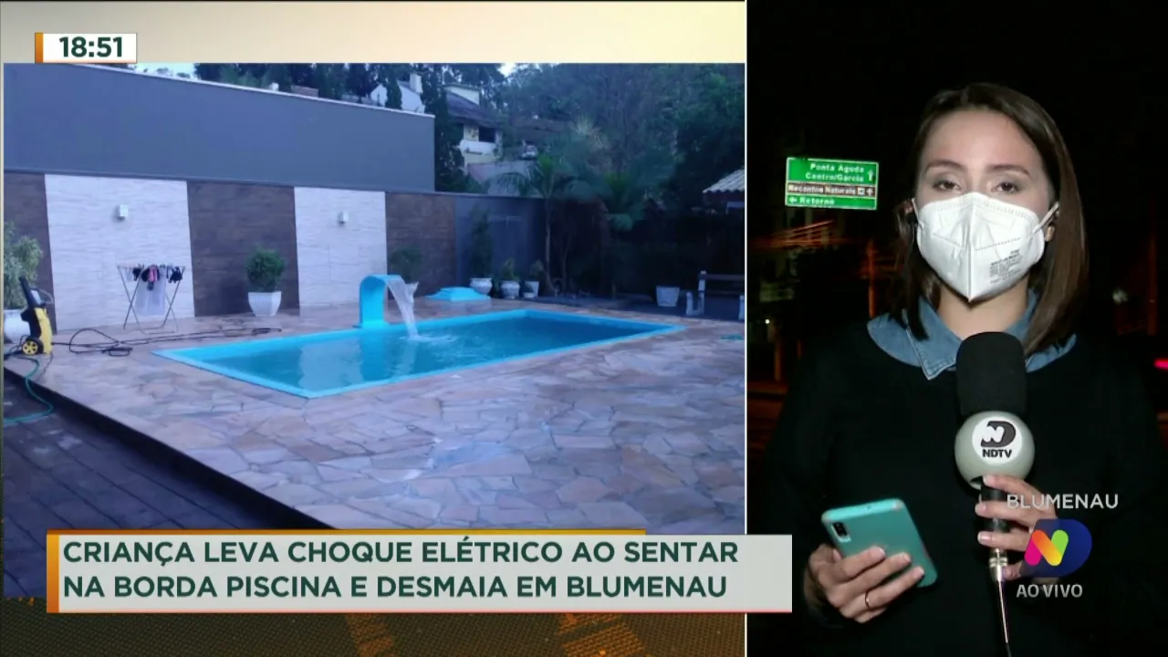 Criança leva choque elétrico ao sentar na borda da piscina em Blumenau