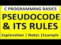 PSEUDO CODE AND ITS RULES IN C