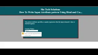 Pattern Attribute In Html Html Input Attribute Pattern Regular Expression