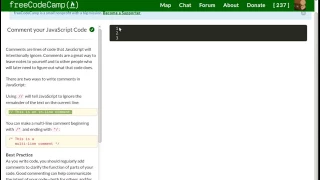 comment Your Javascript code FreeCodeCamp