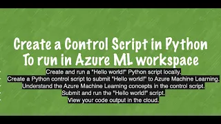 Create a Python control script to submit code from local environment to Azure ML workspace