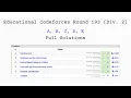 Educational Codeforces Round 193 Div 2 Solutions Problems A B C D E C