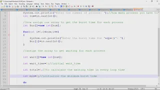 How to write the java program for SJF Sortest Job First