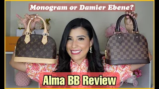 LOUIS VUITTON ALMA BB REVIEW 2022 WHAT FITS PROS CONS DAMIER EBENE VS MONOGRAM