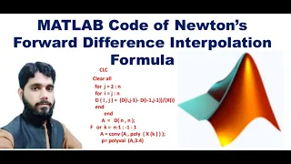 MATLAB Code of Newton Forward difference Interpolation formula Urdu by Abdul Mannan