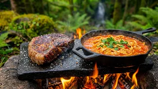 The Perfect STEAK & Tomato Pasta from Scratch | Deep Forest Feast