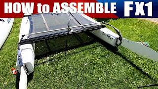 How to Assemble an FX1 catamaran or similar. Platform, Trampoline, Rudders, Mast and Spinnaker