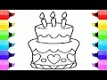 How to Draw Birt ay Cake Coloring Pages for kids Learn Drawing and Art Colors for Children