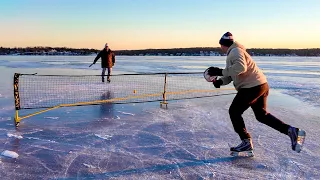 Pickleball on Frozen Lake Geneva, Wisconsin