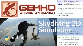 Skydiving Simulation in 2D with GEKKO Python