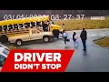 It s just crazy Pickup truck speeds past stopped school bus nearly hits 2 girls