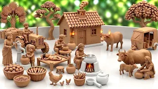 DIY Miniature Clay House With Kitchen set Mitti Bartan Making At Home | How to Make Handmade Clayart