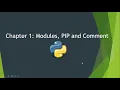 Chapter 1 Modules PIP And Comment