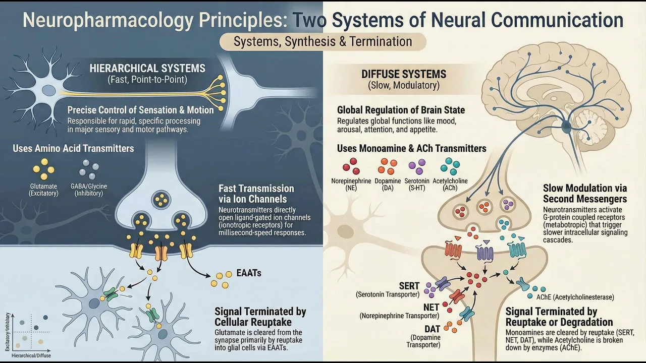 Neuropharmacology Made Visual: Key Neurotransmitters & CNS Drug Targets | Glutamate, GABA, DA, 5-HT