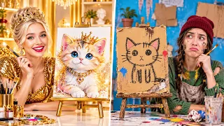 🎨✨ BUDGET VS LUXURY! क्रिएटिव ड्राइंग चैलेंज और आर्ट आइडियाज़ | 123 GO!