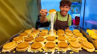 How to Make Stuffed Japanese Pancake ( Obanyaki ) - Thai Street Food 