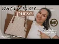 WHAT S IN MY PURSE Michael Kors Charlotte Large Logo Tote Bag - jet set wristlet necessities