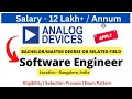 Analog Devices Off Campus Drive for Fresher Software Engineer Salary 12 LPA