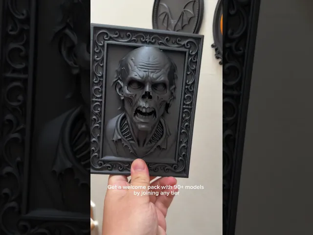 Gothic Zombie Wall Frame Sculpture (STL + 3MF) - Digital Download STL video thumbnail