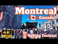 Lagu Montreal, Canada 🇨🇦 | Crowded street during spring festival | 4K Walking Tour