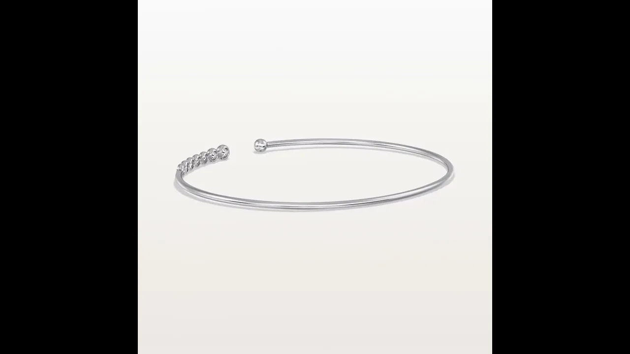 Graduated Lab-Grown Diamond Open Cuff Bangle in 14K Gold/Platinum