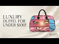 La Marey Pink Blue Faux Leather Duffel Bag 21 3x8 5x13 4
