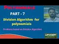 Division Algorithm for polynomials polynomials class 10 problems based on Division Algorithm