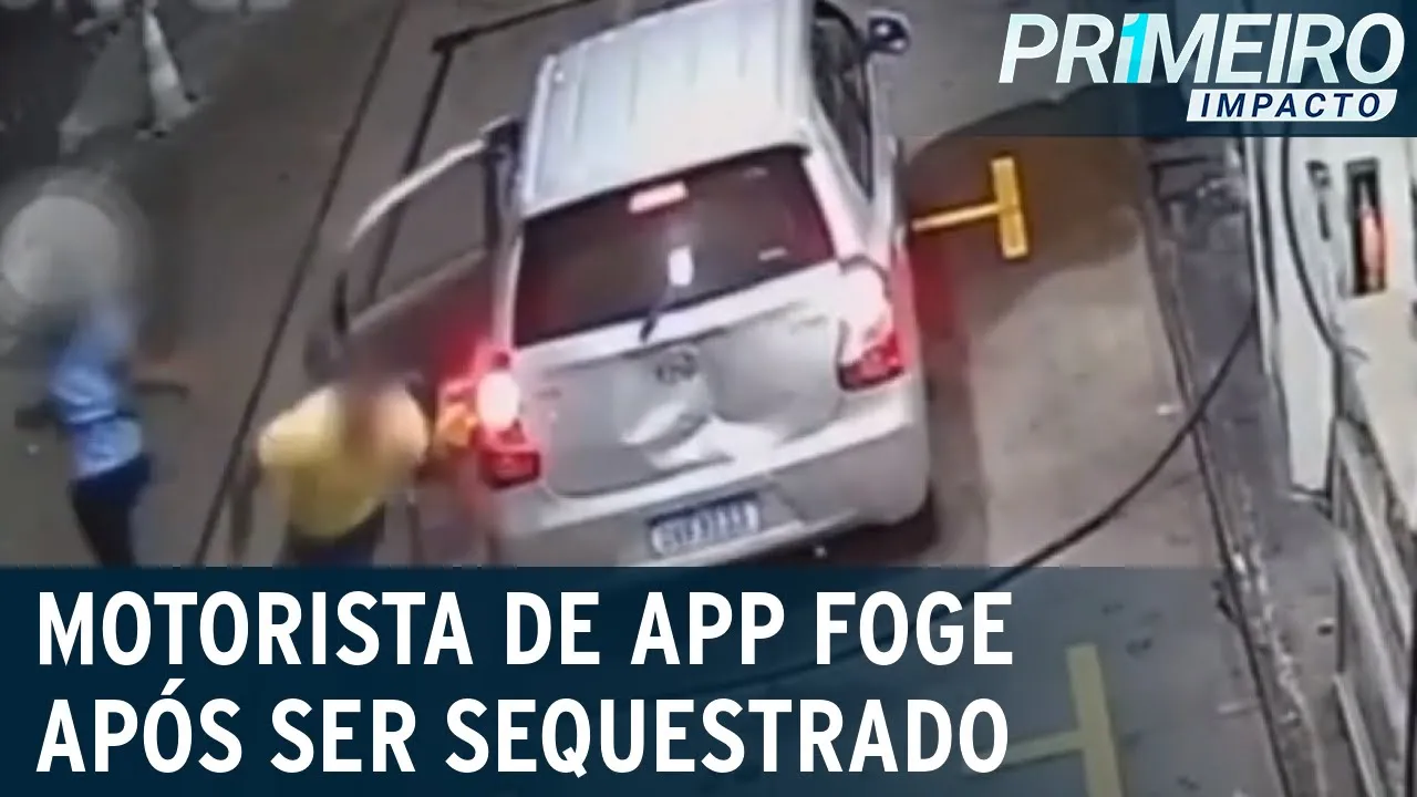 Motorista de aplicativo é sequestrado e foge enquanto carro abastece | Primeiro Impacto (13/07/23)