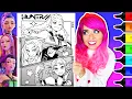 Coloring K-Pop Demon Hunters Anime Style Coloring Page Huntrix Rumi Mira Zoey Ohuhu Art Markers