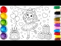 Cute Happy Birt ay Girl Coloring Page Printable Birt ay Party Coloring Sheet for Kids