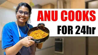 ANU COOKS FOR 24 HOURS | 24 hours challenge | Ayu And Anu Twin Sister