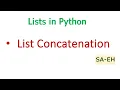 List Concatenation in Python Concatenation in Python with examples CBSE List operations Python
