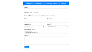 Ajax Insert Form Data using new FormData JQuery PHP MySQL