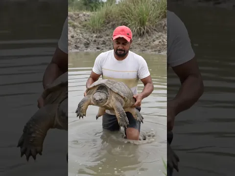 Harvesting Big Tortoise From The Pond #shorts #fishing #tortoise