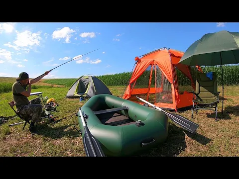 Семейная рыбалка с ночевкой на озере.